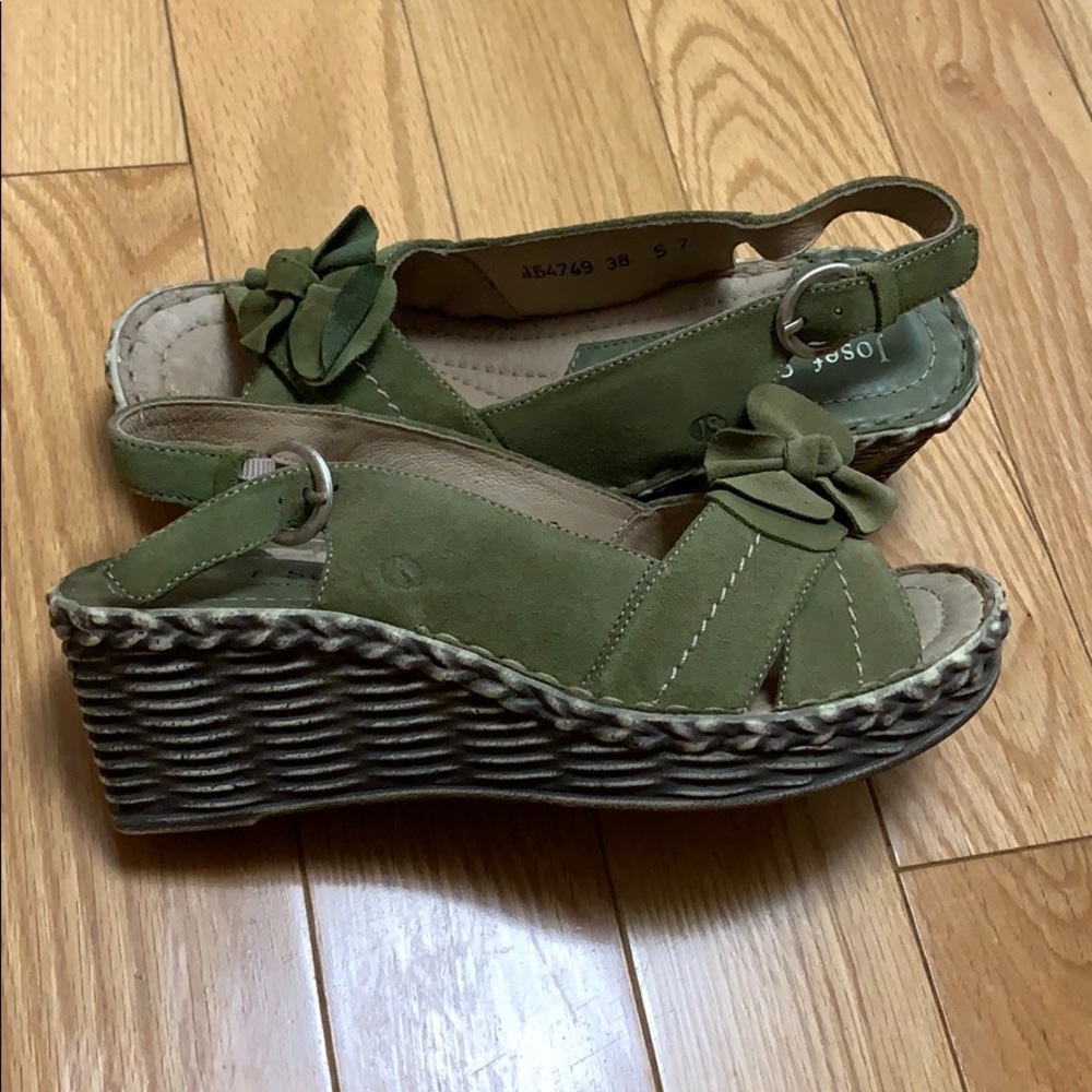 Josef Seibel Green Peep Toe Wedges